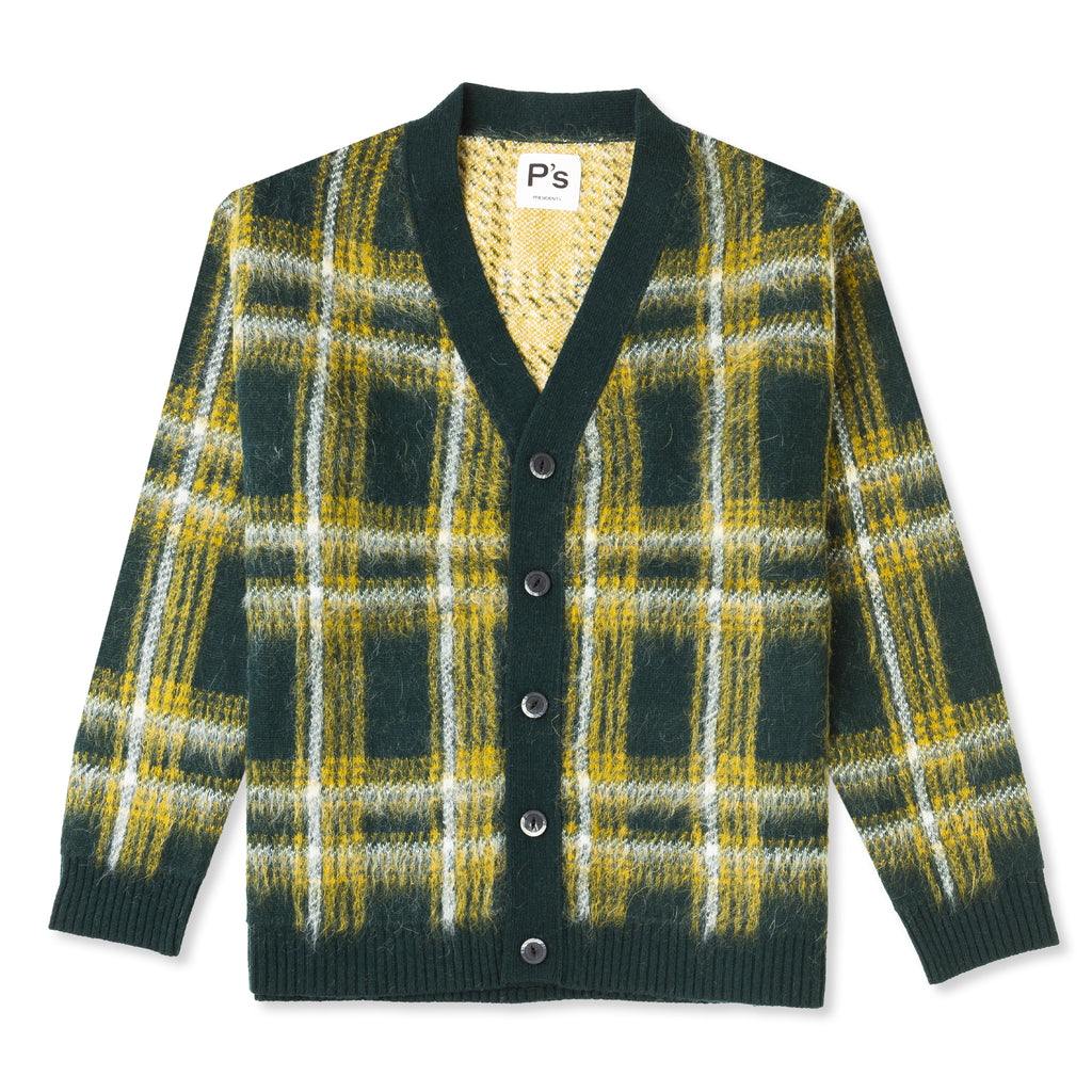 Cardigan Over P's Check Mohair Sweater